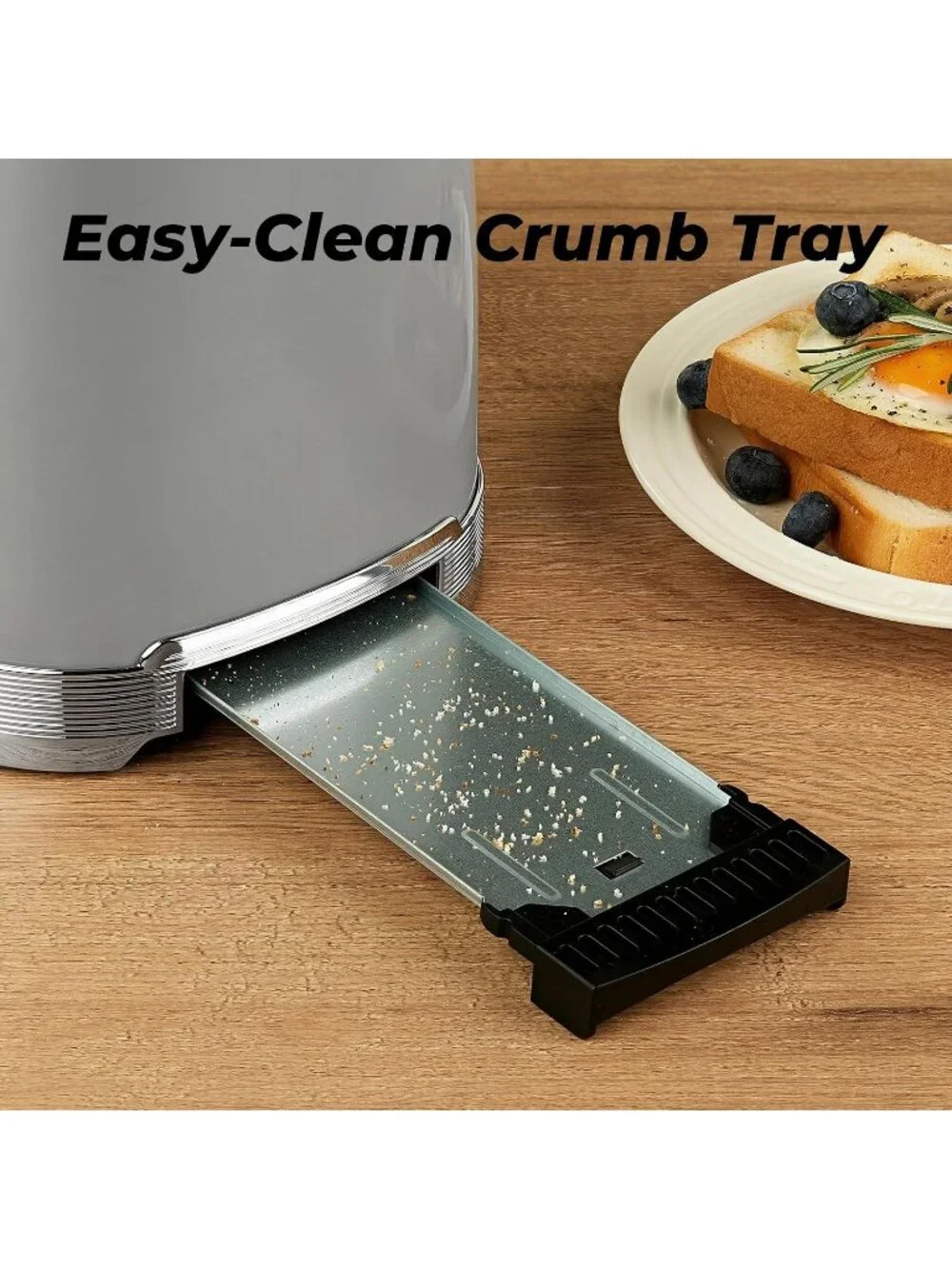 2 Slice Retro Gray Stainless Steel 1.5” Extra Wide Slots with Bagel Toaster
